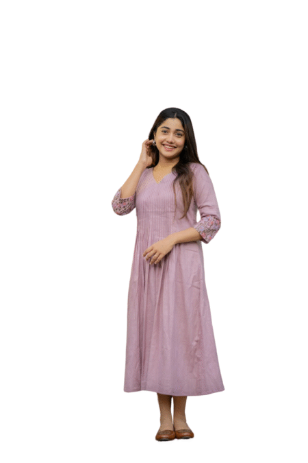Floral Elegance ? Cotton Embroidered Dress with Printex Magic S)